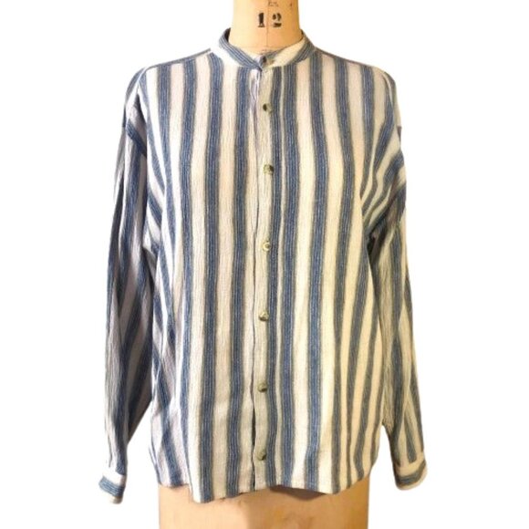 Vintage Jordache minimalist 100% cotton striped button up shirt - Picture 1 of 16